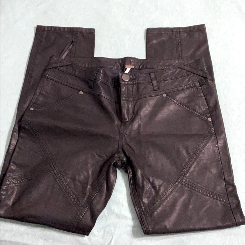 FREE PEOPLE FAUX LEATHER PANTS - SIZE: 10 NWOT